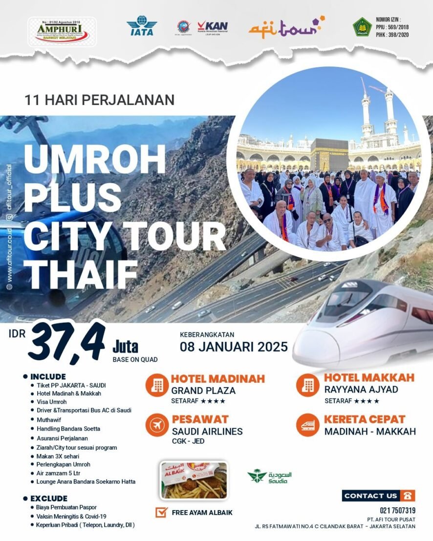 UMROH PLUS CITY TOUR THAIF 08 JANUARI 2025