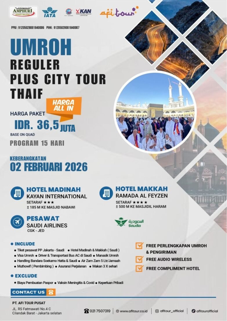 UMRAH PLUS THAIF 02 FEBRUARI 2026 PROGRAM 15 HARI